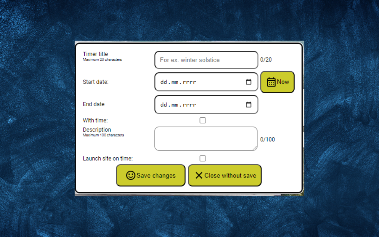 Add new timer form